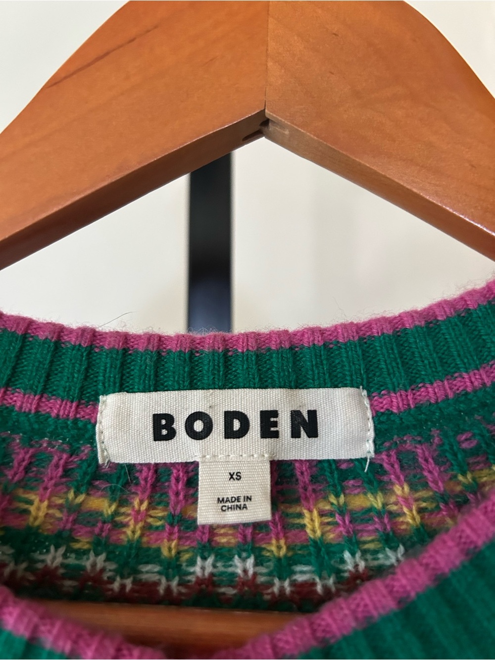 Boden Edie Fair Isle Cardigan Sweater Yoke Button Front Crewneck Green Size XS - Picture 5 of 7